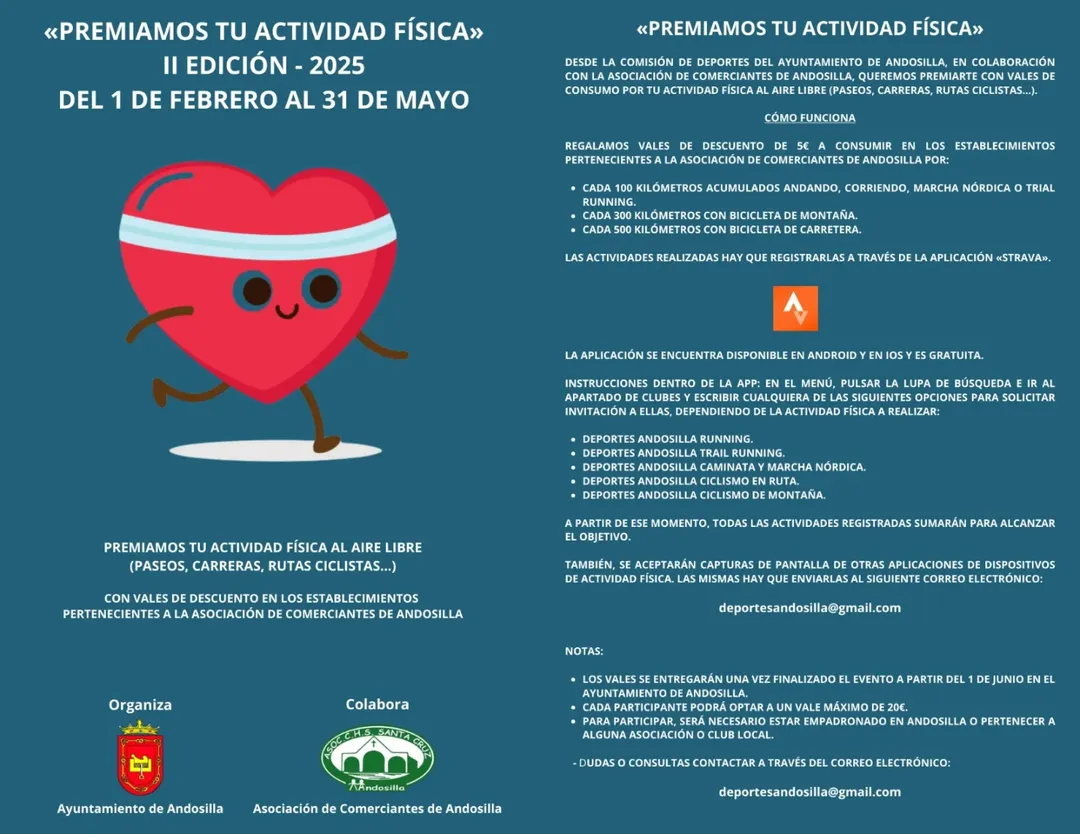 Folleto editado por el Ayuntamiento de Andosilla anunciando el canje de kilómetros por vales de compra.