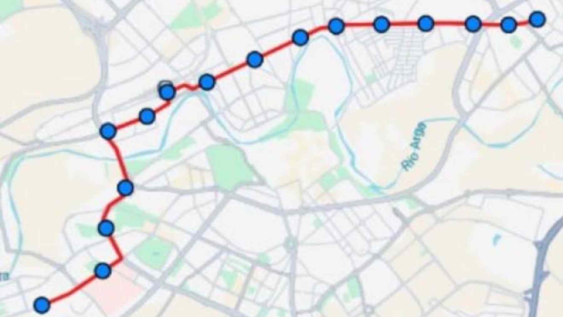 Recorrido propuesto para el Tranvía de Pamplona. FUNDACIÓ MOVILITAT SOSTENIBLE