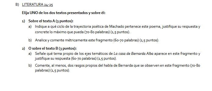 Examen de Lengua Castellana y Literatura en la PAU. UPNA