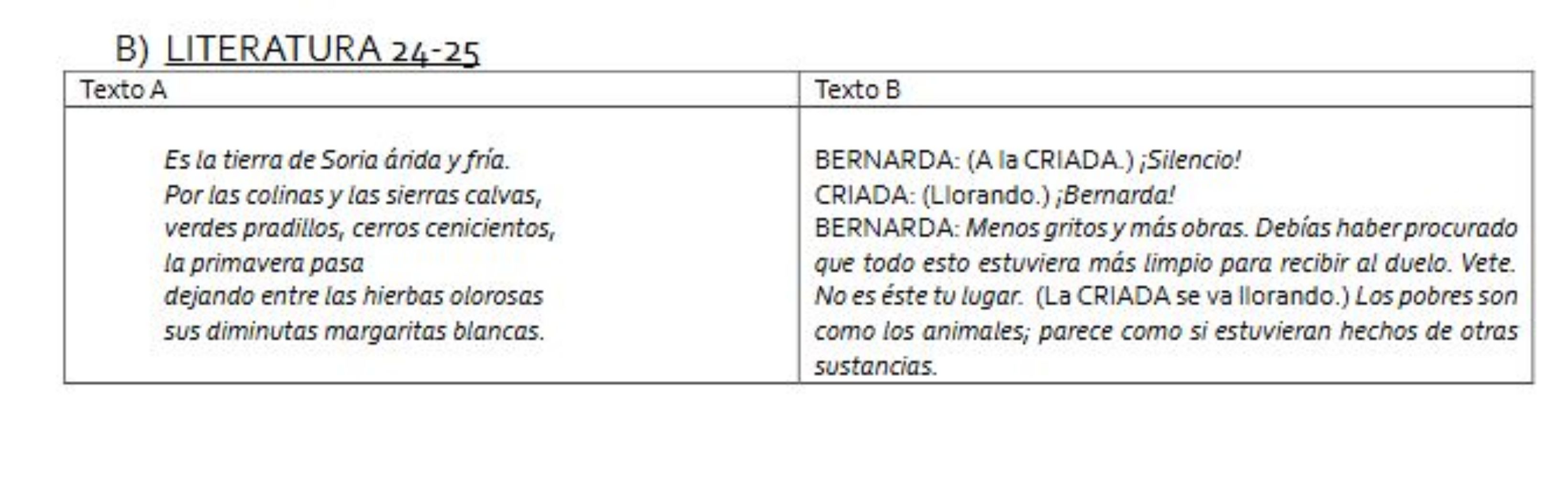 Examen de Lengua Castellana y Literatura en la PAU. UPNA