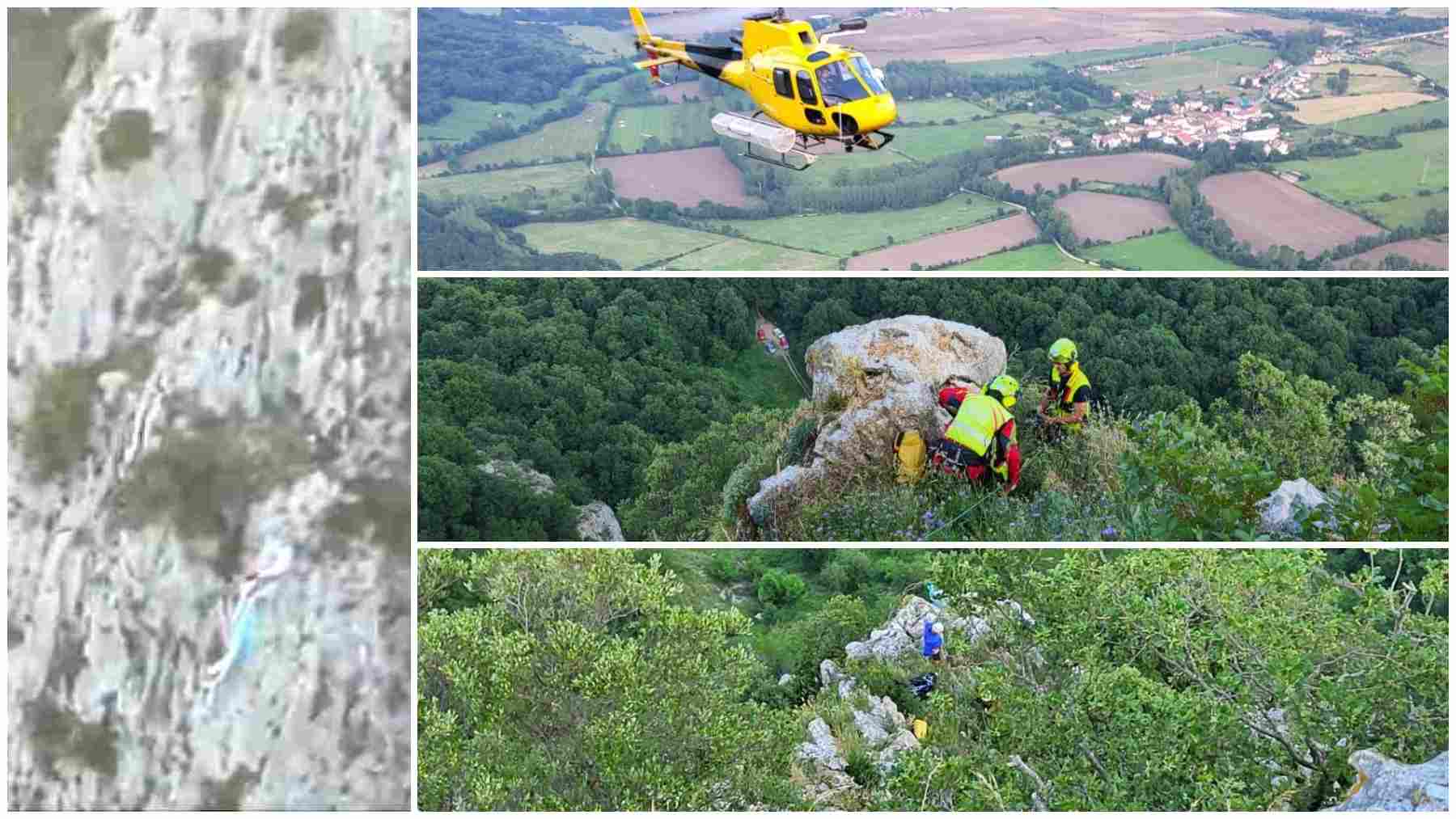 VÍDEO | Dramático rescate de un parapentista en Navarra tras golpearse y quedar colgado de una pared vertical