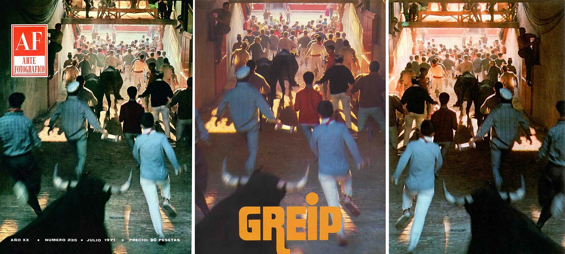 Portada de Arte Fotográfico julio de 1971, anuncio de Greip y la postal con la imagen invertida