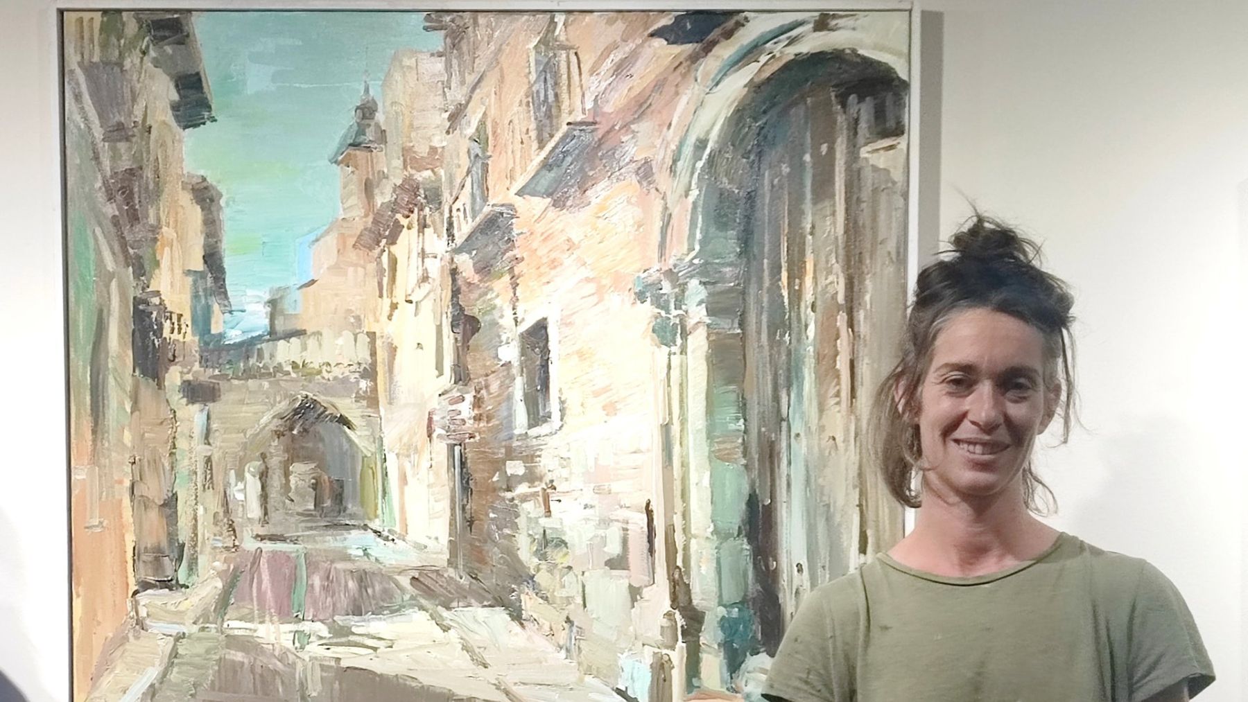 Una artista navarra arrasa en Tudela con su cuadro pintado al aire libre: así es la obra premiada