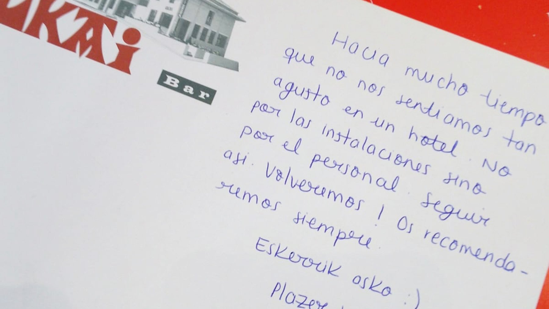 La nota escrita por un cliente en Navidad que llena de orgullo al hotel de un pueblo de Navarra