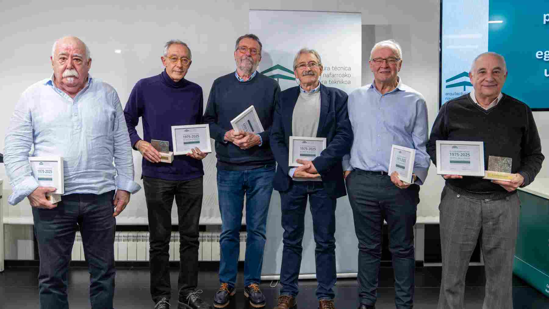 Medio siglo construyendo Navarra: el COAT rinde homenaje a siete colegiados con 50 años de trayectoria