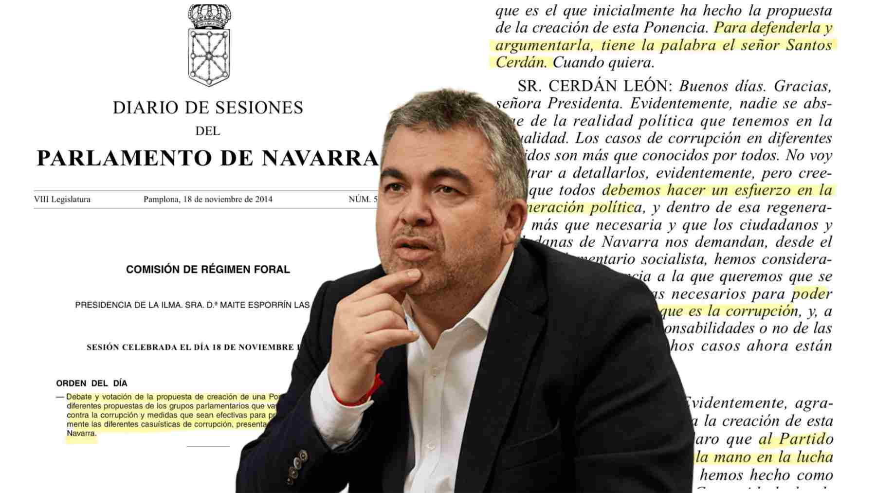 Cuando Santos Cerdán abanderaba en Navarra la cruzada del PSOE contra la corrupción