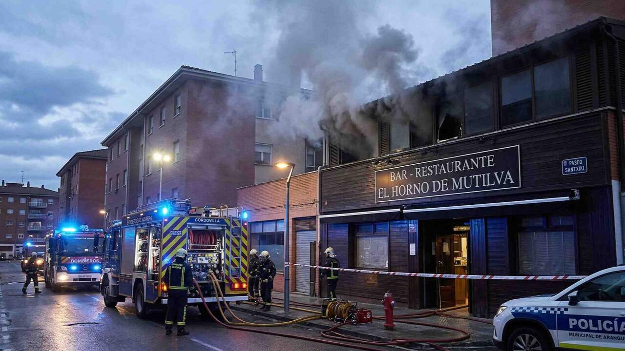 Susto en una localidad de la comarca de Pamplona tras declararse un fuego en la cocina de un local