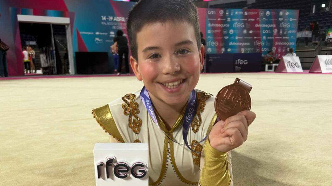 El gimnasta alevín que lleva a Ansoáin al podio nacional: roza la plata en una importante competición