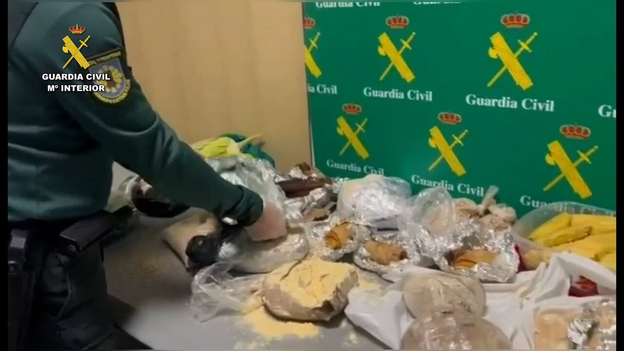 Alijo de alimentos prohibidos y pastillas en el Aeropuerto de Pamplona. GUARDIA CIVIL