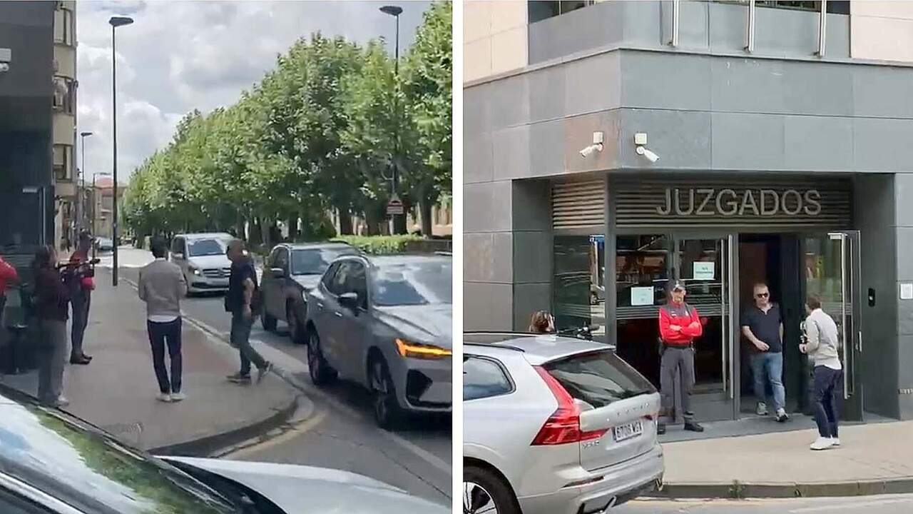 Santos Cerd&aacute;n entra y sale del juzgado de Tafalla.