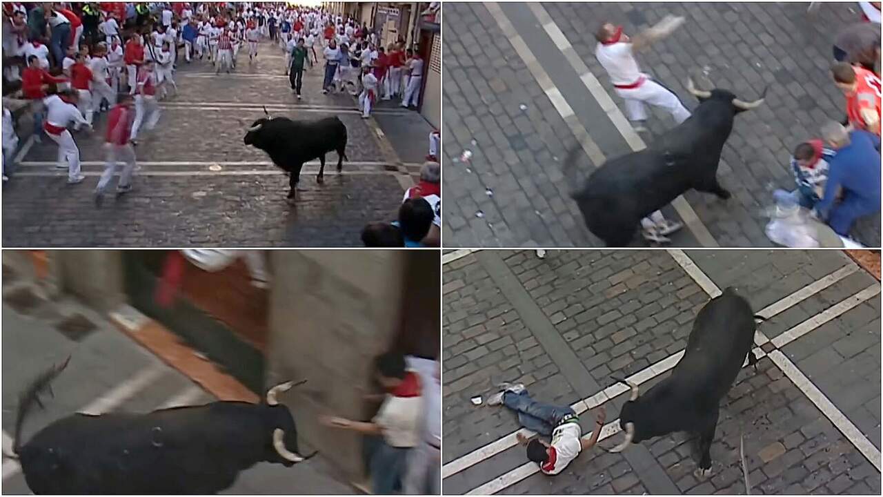 Seis corredores de San Fermín corneados por el mismo toro en un encierro histórico: la historia de 'Universal'