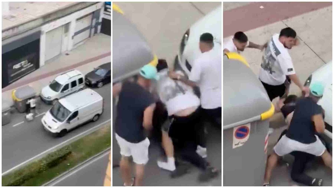 Tres fragmentos del v&iacute;deo de la violenta pelea en Tudela.