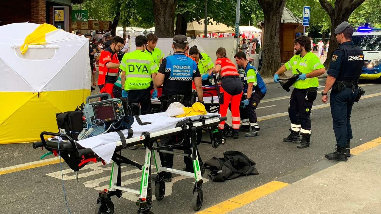 Dos niños heridos tras ser arrollados por una moto durante la ofrenda floral a San Fermín