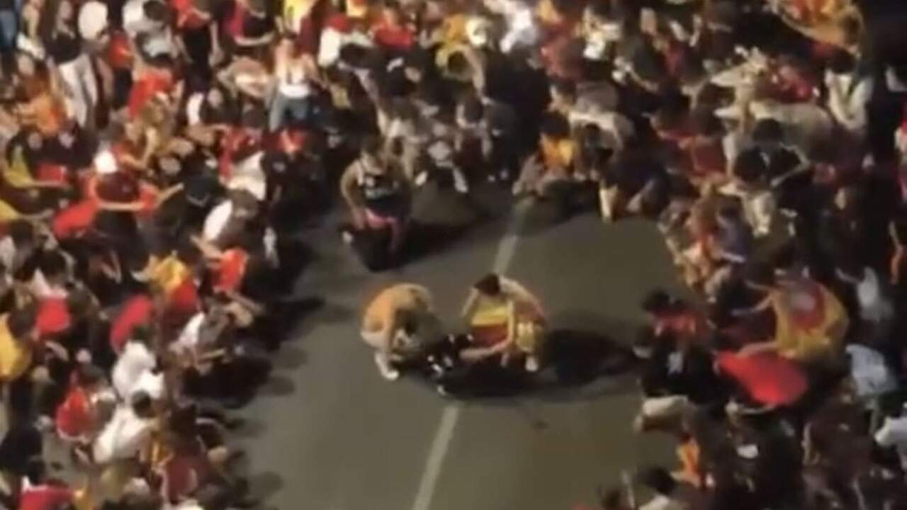 Celebraci&oacute;n de la clasificaci&oacute;n de Espa&ntilde;a en la final del Mundial en la Plaza de los Fueros de Tudela.