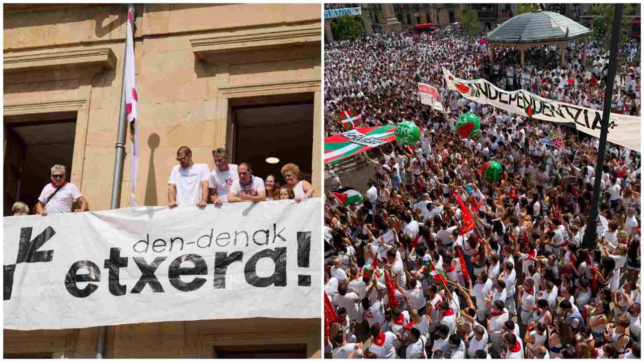 Los abertzales revientan una vez más el inicio de las fiestas de Tafalla con pancartas a favor de asesinos etarras