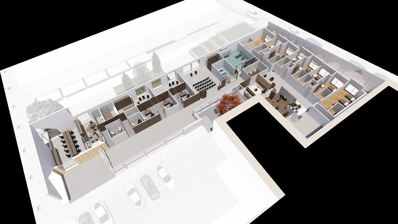 Render del proyecto Espacio Abierto - Casa de la Vida de la AECC. CEDIDA