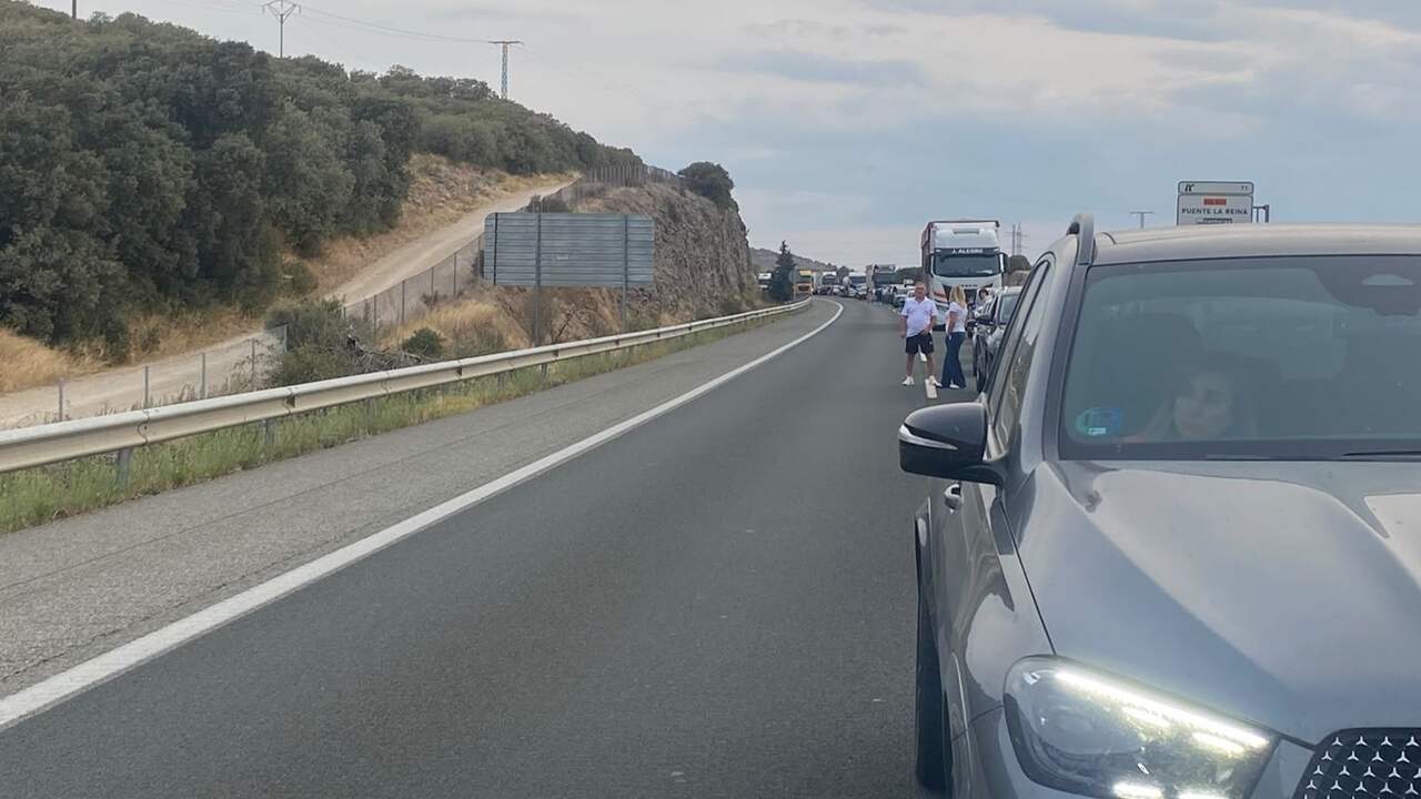 Retenciones en la Autopista de Navarra por el incendio de un vehículo. NAVARRA.COM