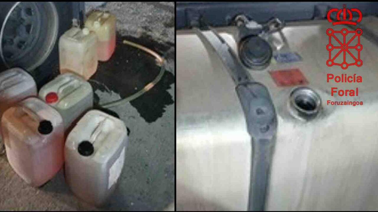 Pillados de madrugada en Beriáin: la Policía Foral sorprende a una pareja robando gasoil de varios camiones