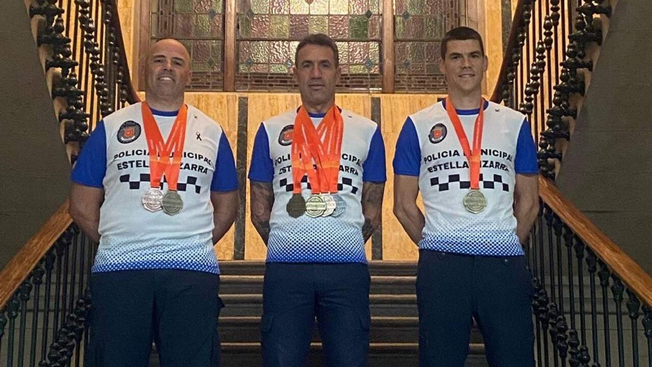 Tres policías municipales de Estella conquistan siete medallas en los Juegos Europeos de Vigo, cuatro de ellas de oro